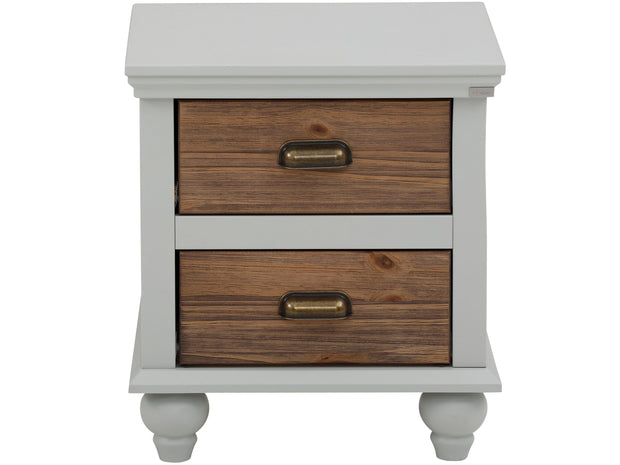 Dorel Home Noptiera din MDF si lemn de pin cu 2 sertare, Hanna Gri / Natural, l45xA38xH50 cm