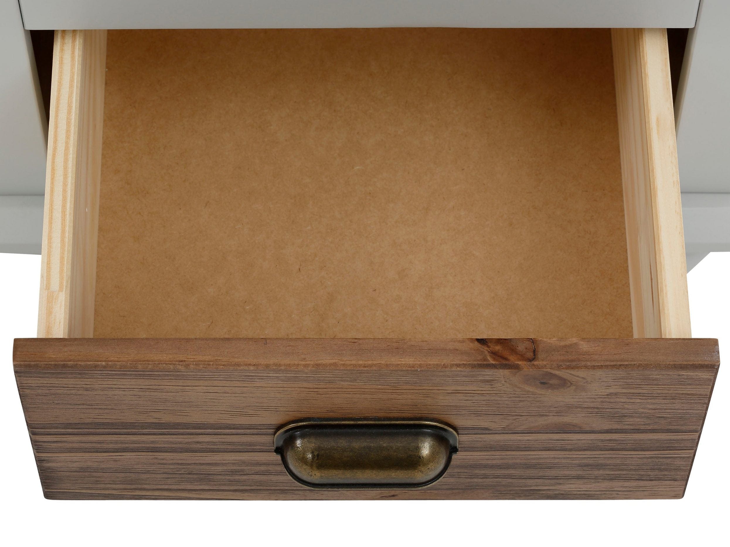 Dorel Home Noptiera din MDF si lemn de pin cu 2 sertare, Hanna Gri / Natural, l45xA38xH50 cm