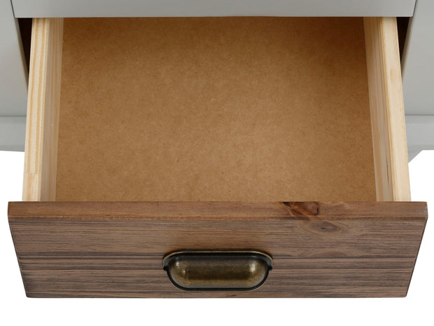 Dorel Home Noptiera din MDF si lemn de pin cu 2 sertare, Hanna Gri / Natural, l45xA38xH50 cm