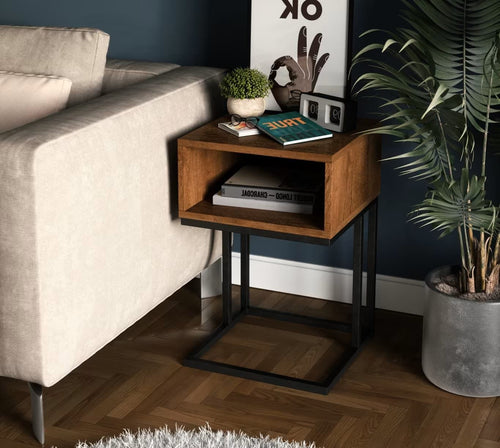 Eltap Noptiera din MDF si metal, Avorio Stejar, l40xA40xH60 cm