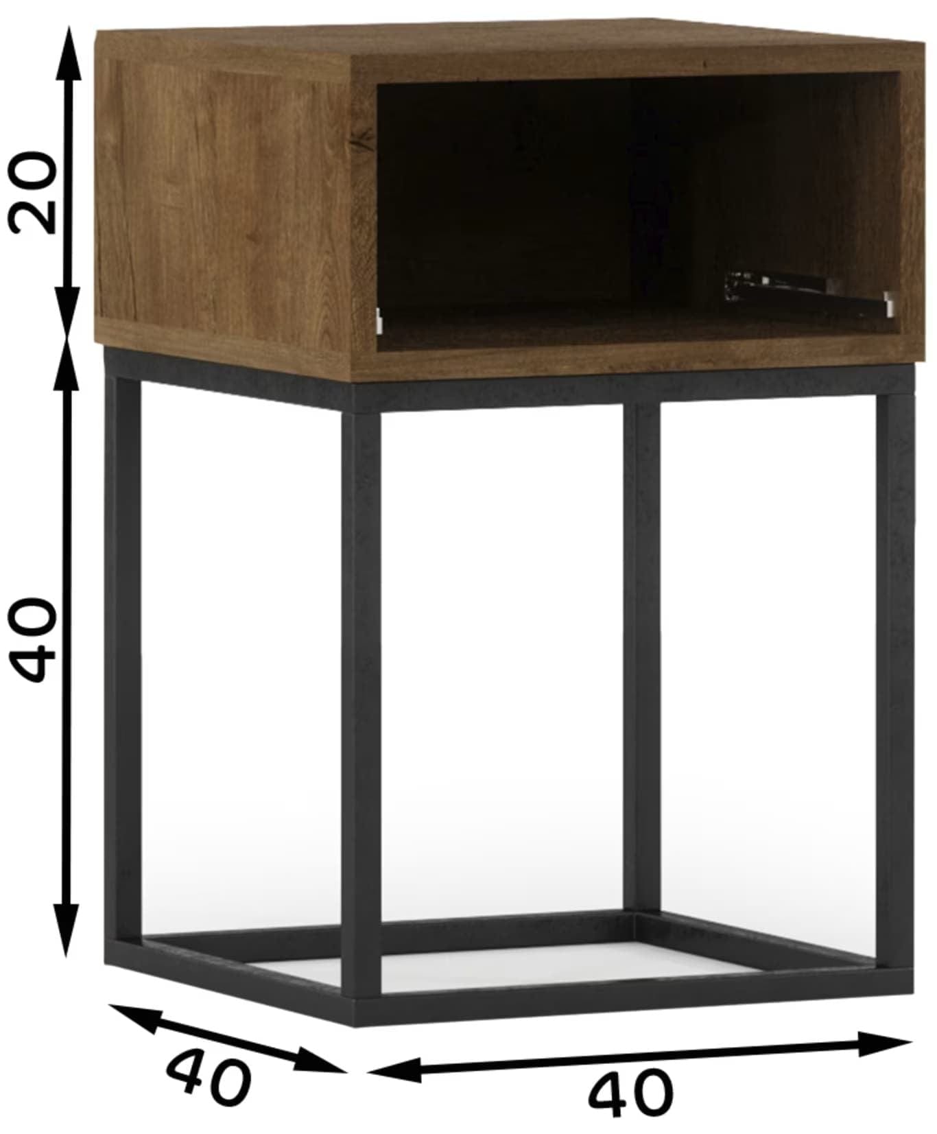 Eltap Noptiera din MDF si metal, Avorio Stejar, l40xA40xH60 cm