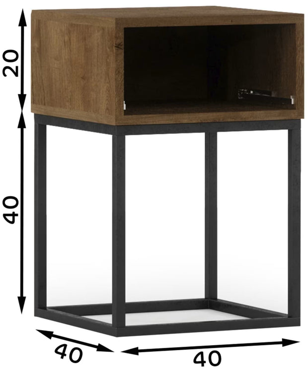 Eltap Noptiera din MDF si metal, Avorio Stejar, l40xA40xH60 cm
