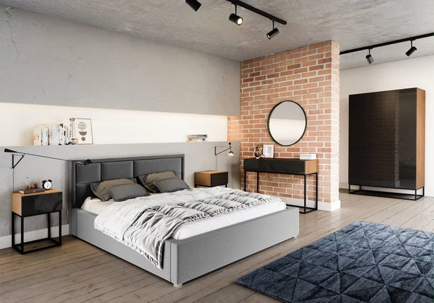 Eltap Noptiera din MDF si metal, cu 1 sertar, Avorio Stejar / Negru, l40xA40xH60 cm