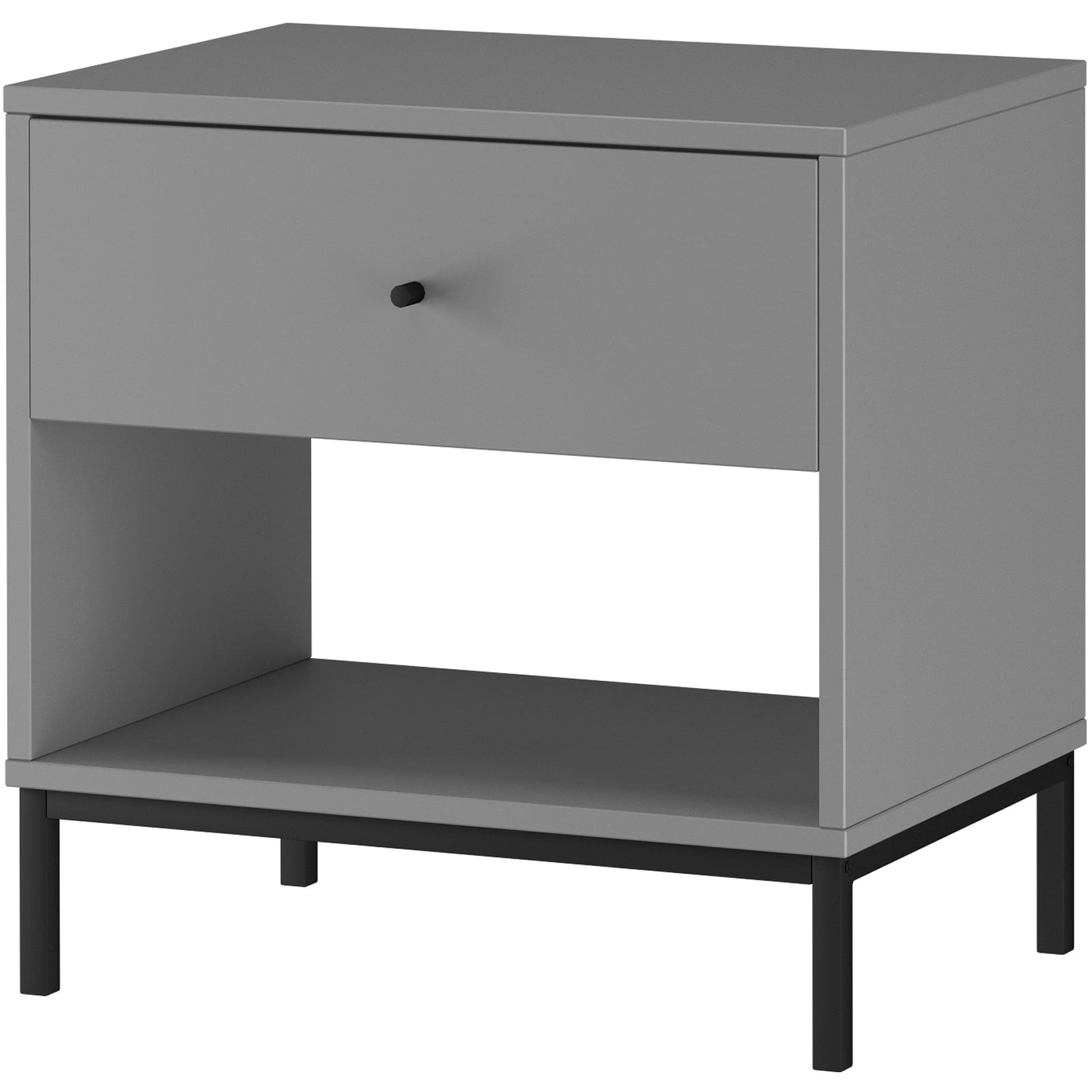 Dorel Home Noptiera din MDF si metal cu 1 sertar, Celine Gri / Negru, l50xA35xH50 cm