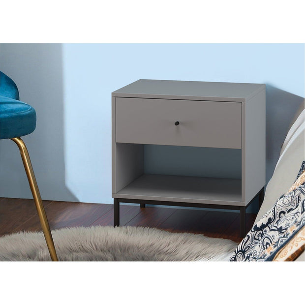 Dorel Home Noptiera din MDF si metal cu 1 sertar, Celine Gri / Negru, l50xA35xH50 cm