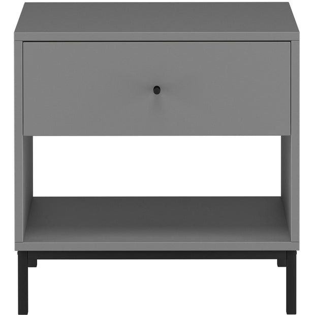 Dorel Home Noptiera din MDF si metal cu 1 sertar, Celine Gri / Negru, l50xA35xH50 cm