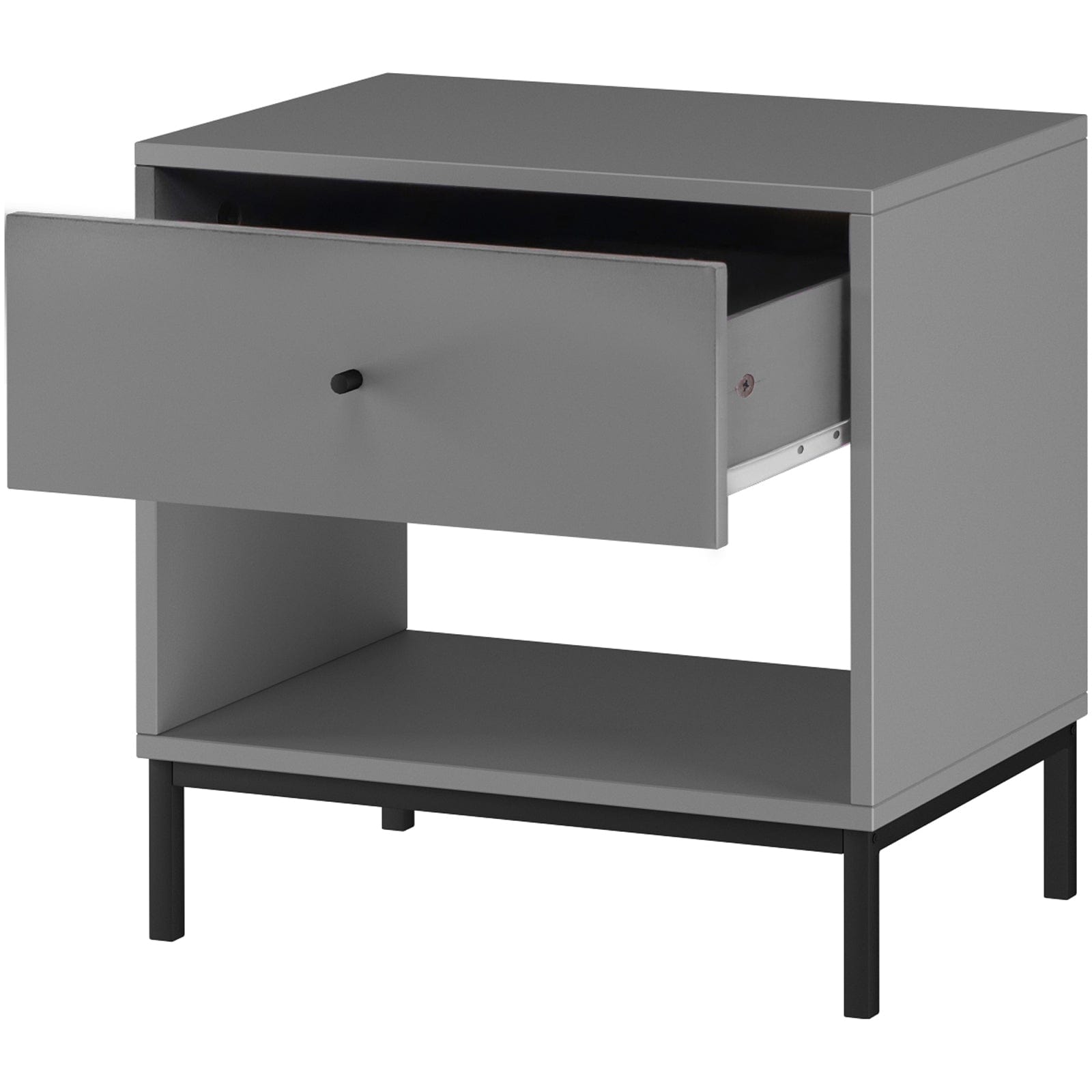 Dorel Home Noptiera din MDF si metal cu 1 sertar, Celine Gri / Negru, l50xA35xH50 cm