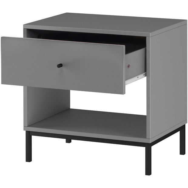 Dorel Home Noptiera din MDF si metal cu 1 sertar, Celine Gri / Negru, l50xA35xH50 cm