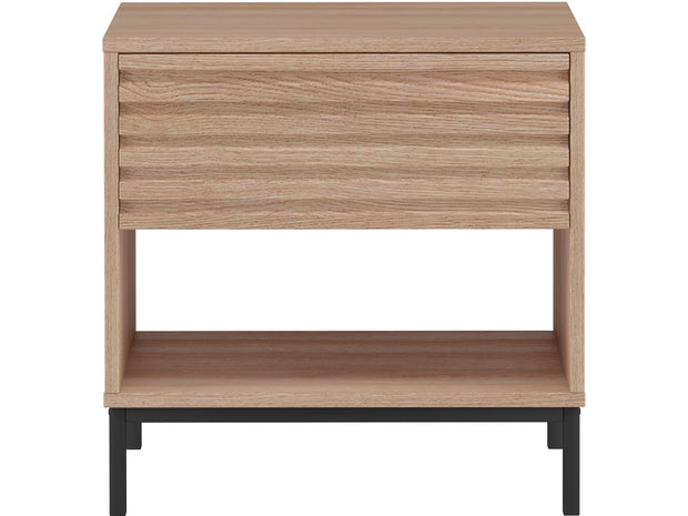 Dorel Home Noptiera din MDF si metal cu 1 sertar, Celine Natural / Negru, l50xA35xH50 cm