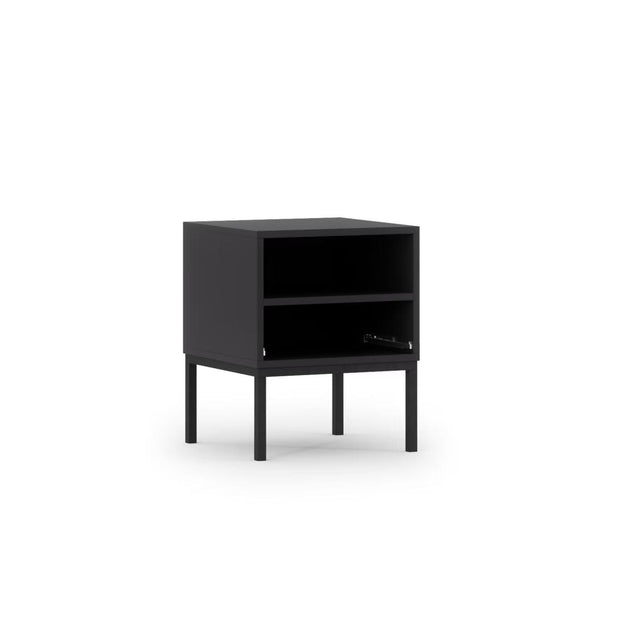 Eltap Noptiera din MDF si metal, cu 1 sertar, Lanzzi Negru / Stejar, l40xA40xH50 cm