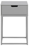 Noptiera din MDF si metal, cu 1 sertar, Mitra Gri / Gri, l40xA30xH61,5 cm (1)