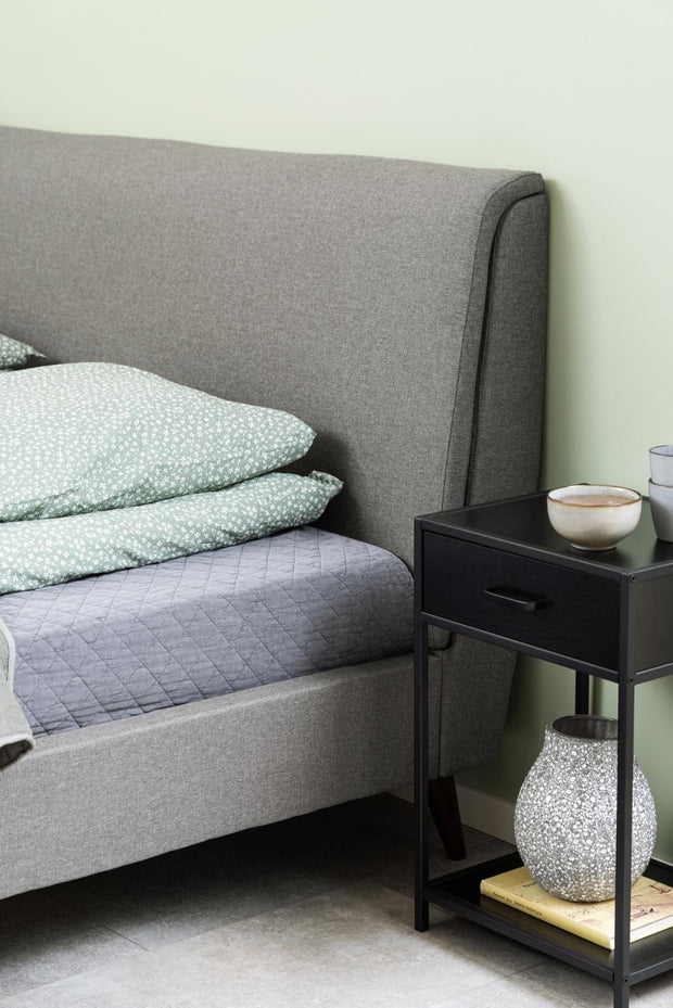 Noptiera din MDF si metal, cu 1 sertar, Seaford Antracit / Negru, l42xA35xH63 cm (9)