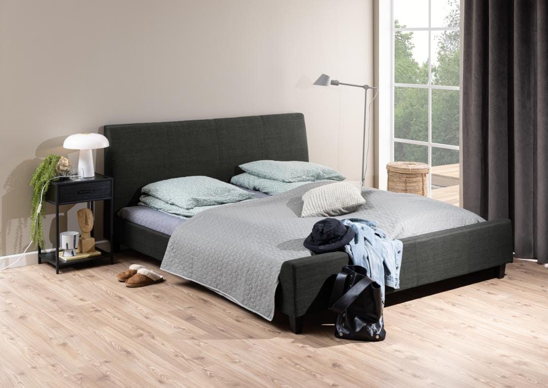 Noptiera din MDF si metal, cu 1 sertar, Seaford Antracit / Negru, l42xA35xH63 cm (10)