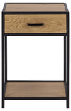Noptiera din MDF si metal, cu 1 sertar, Seaford Stejar / Negru, l42xA35xH63 cm (1)