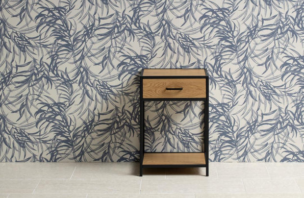 Noptiera din MDF si metal, cu 1 sertar, Seaford Stejar / Negru, l42xA35xH63 cm (8)