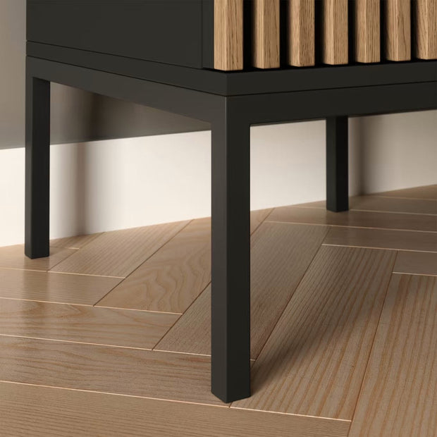 Eltap Noptiera din MDF si metal, cu 2 sertare, Meorati Negru / Stejar, l40xA40xH60 cm