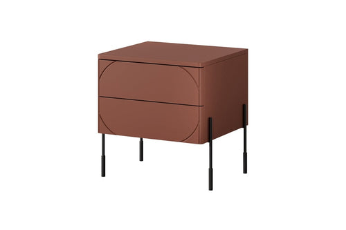 Bogart Noptiera din MDF si metal, cu 2 sertare, Sonatia 45-2SZ Burgundy / Negru, l49xA45xH55 cm