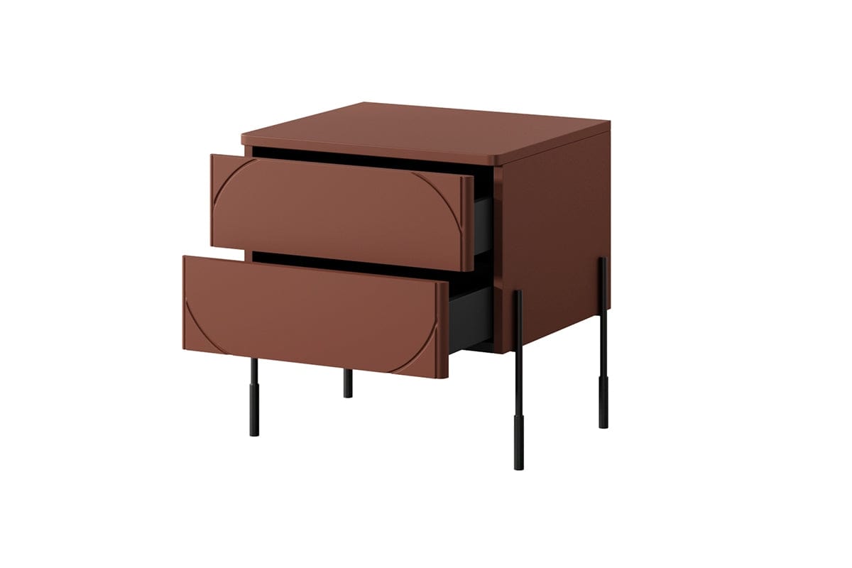 Bogart Noptiera din MDF si metal, cu 2 sertare, Sonatia 45-2SZ Burgundy / Negru, l49xA45xH55 cm