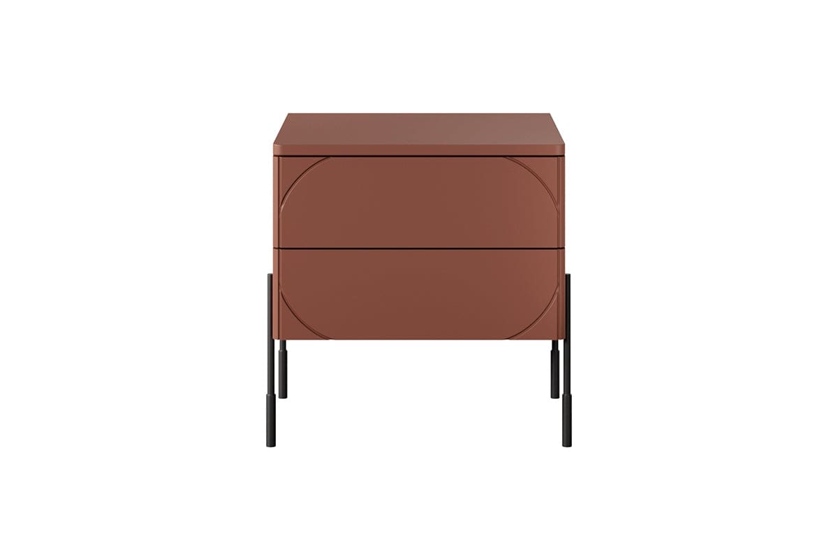 Bogart Noptiera din MDF si metal, cu 2 sertare, Sonatia 45-2SZ Burgundy / Negru, l49xA45xH55 cm