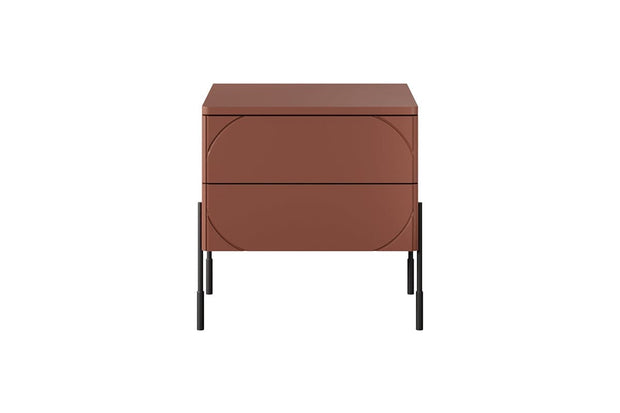 Bogart Noptiera din MDF si metal, cu 2 sertare, Sonatia 45-2SZ Burgundy / Negru, l49xA45xH55 cm