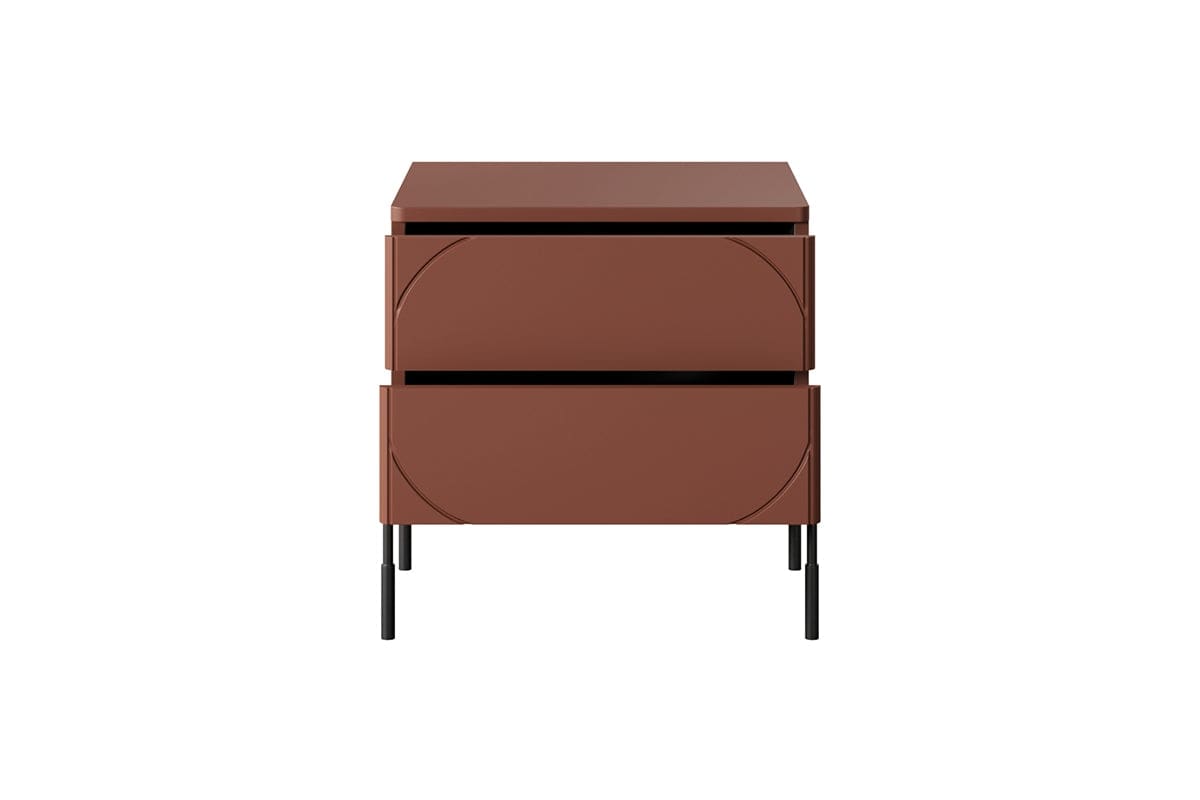 Bogart Noptiera din MDF si metal, cu 2 sertare, Sonatia 45-2SZ Burgundy / Negru, l49xA45xH55 cm