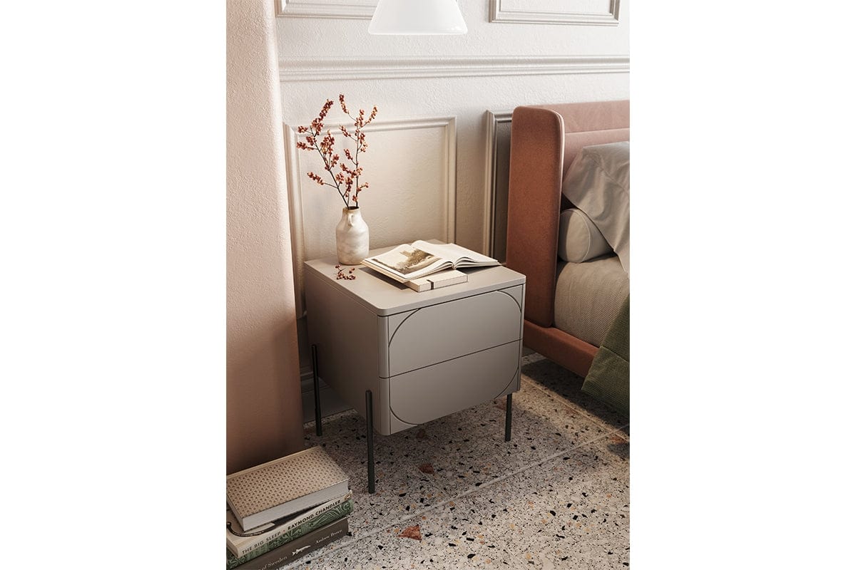 Bogart Noptiera din MDF si metal, cu 2 sertare, Sonatia 45-2SZ Crem / Negru, l49xA45xH55 cm