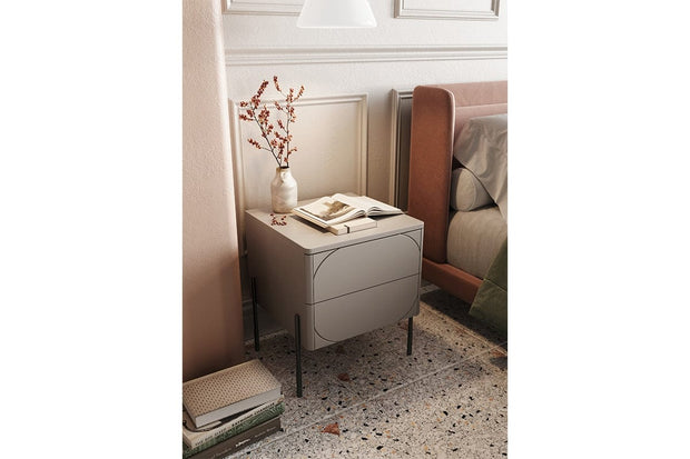 Bogart Noptiera din MDF si metal, cu 2 sertare, Sonatia 45-2SZ Crem / Negru, l49xA45xH55 cm