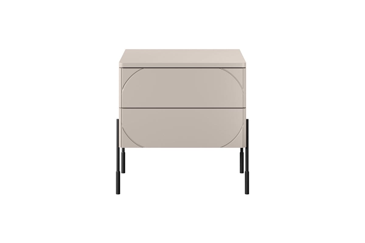 Bogart Noptiera din MDF si metal, cu 2 sertare, Sonatia 45-2SZ Crem / Negru, l49xA45xH55 cm