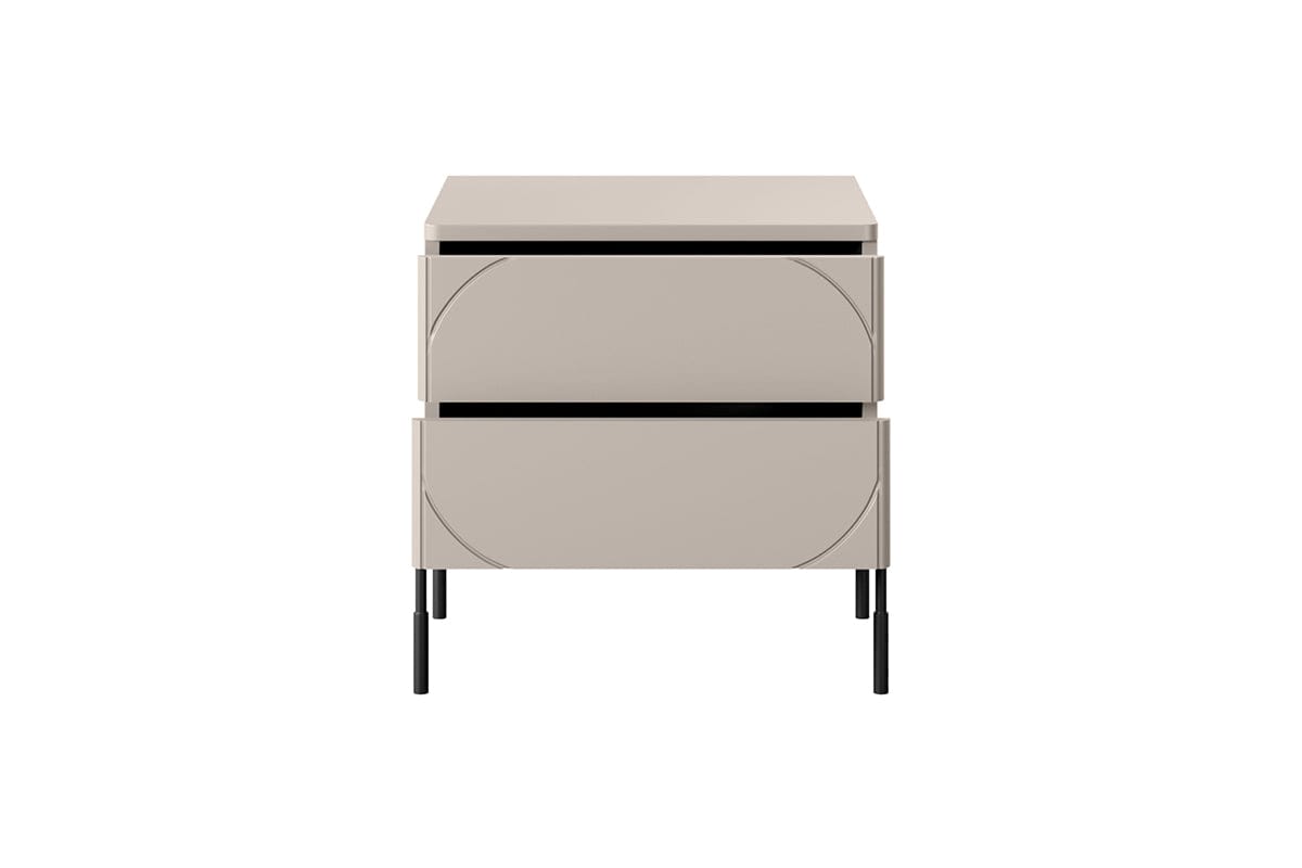 Bogart Noptiera din MDF si metal, cu 2 sertare, Sonatia 45-2SZ Crem / Negru, l49xA45xH55 cm