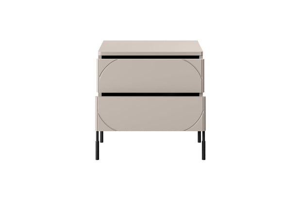 Bogart Noptiera din MDF si metal, cu 2 sertare, Sonatia 45-2SZ Crem / Negru, l49xA45xH55 cm