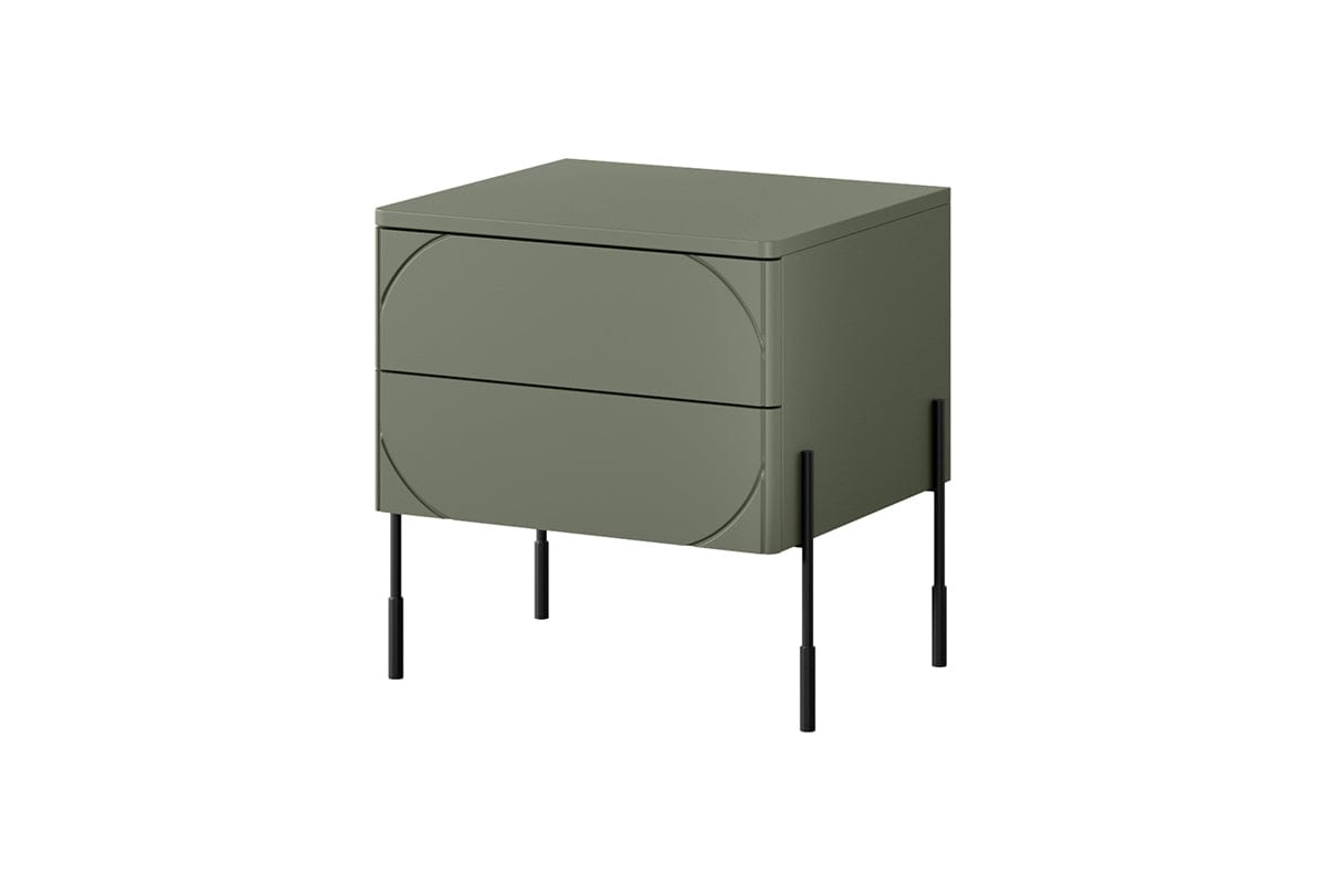Bogart Noptiera din MDF si metal, cu 2 sertare, Sonatia 45-2SZ Verde Olive / Negru, l49xA45xH55 cm