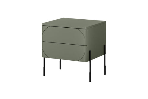 Bogart Noptiera din MDF si metal, cu 2 sertare, Sonatia 45-2SZ Verde Olive / Negru, l49xA45xH55 cm