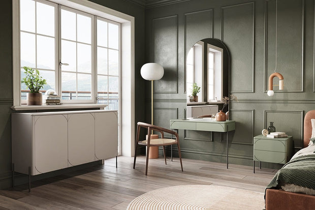 Bogart Noptiera din MDF si metal, cu 2 sertare, Sonatia 45-2SZ Verde Olive / Negru, l49xA45xH55 cm