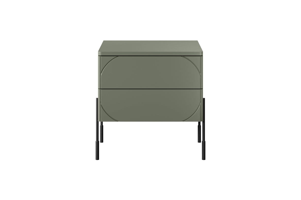 Bogart Noptiera din MDF si metal, cu 2 sertare, Sonatia 45-2SZ Verde Olive / Negru, l49xA45xH55 cm