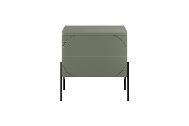 Bogart Noptiera din MDF si metal, cu 2 sertare, Sonatia 45-2SZ Verde Olive / Negru, l49xA45xH55 cm