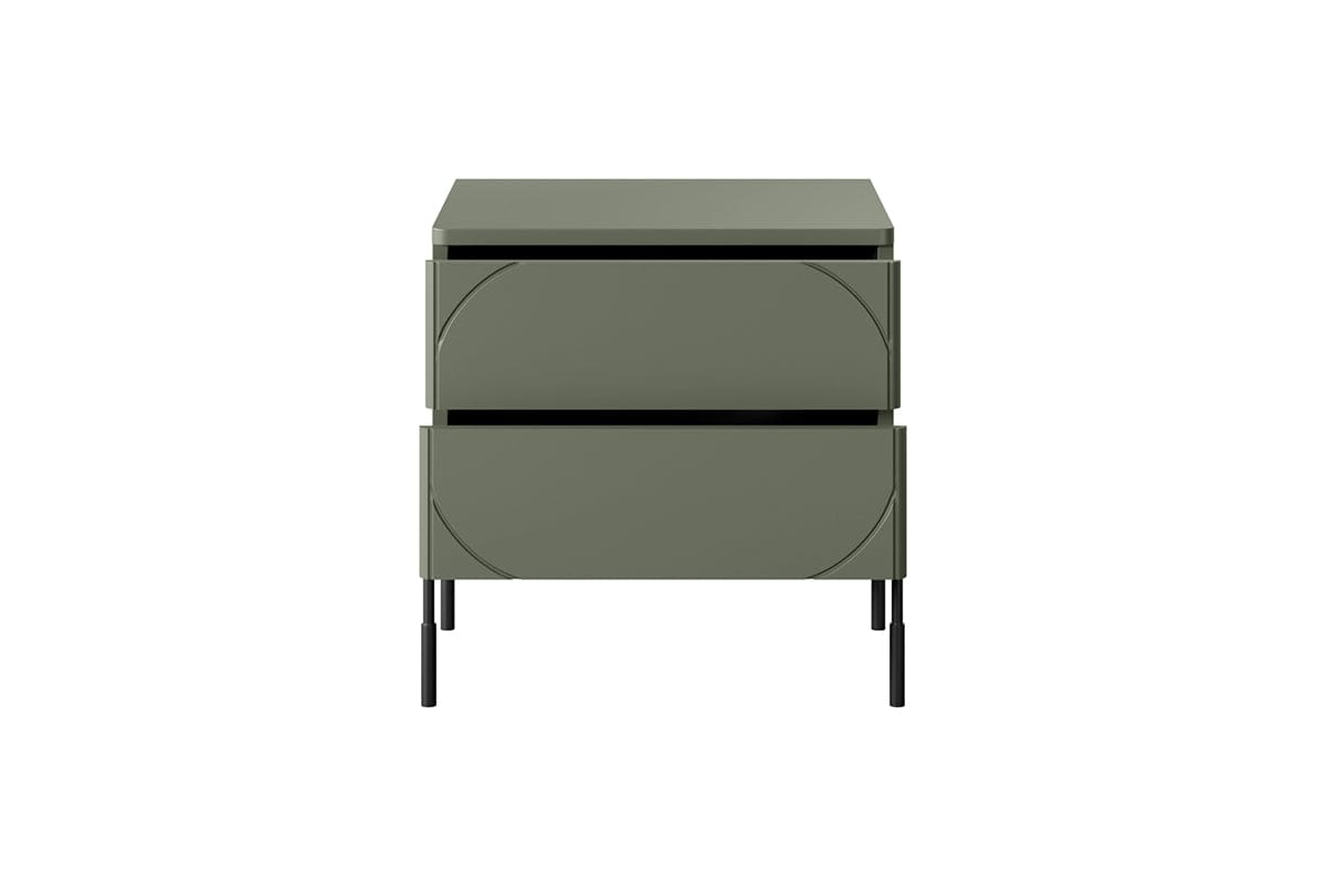 Bogart Noptiera din MDF si metal, cu 2 sertare, Sonatia 45-2SZ Verde Olive / Negru, l49xA45xH55 cm
