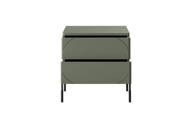 Bogart Noptiera din MDF si metal, cu 2 sertare, Sonatia 45-2SZ Verde Olive / Negru, l49xA45xH55 cm
