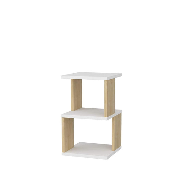 Asir Noptiera din pal, Carter Alb / Stejar, l29,6xA29,6xH49,4 cm