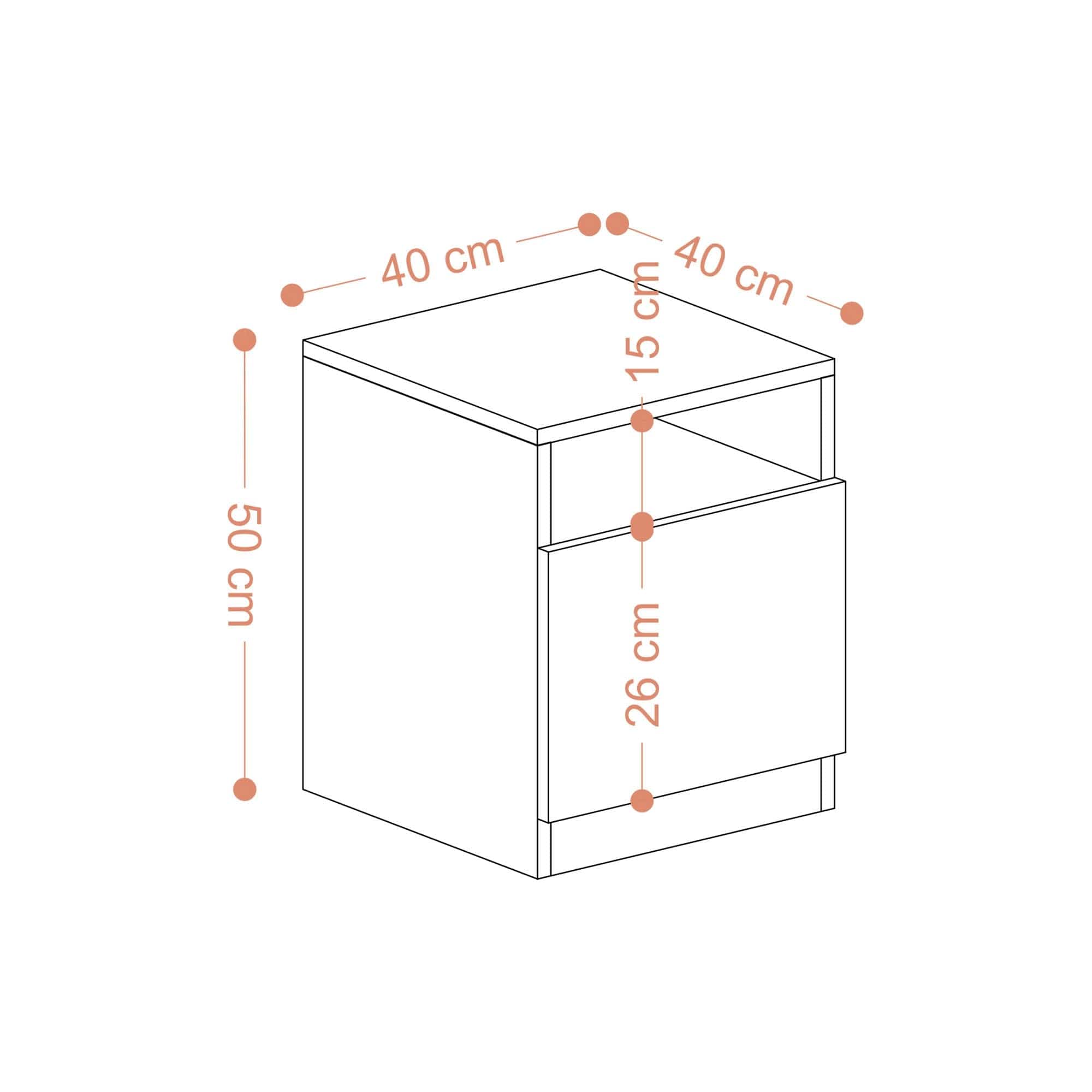 Asir Noptiera din pal, cu 1 sertar, Hope Nuc, l40xA40xH50 cm