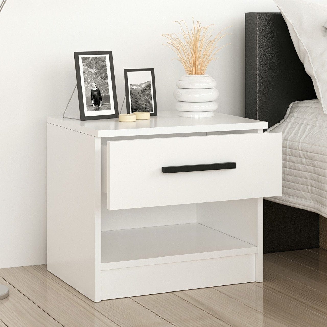 Asir Noptiera din pal, cu 1 sertar, Kale 3727 Alb, l50xA47xH40 cm