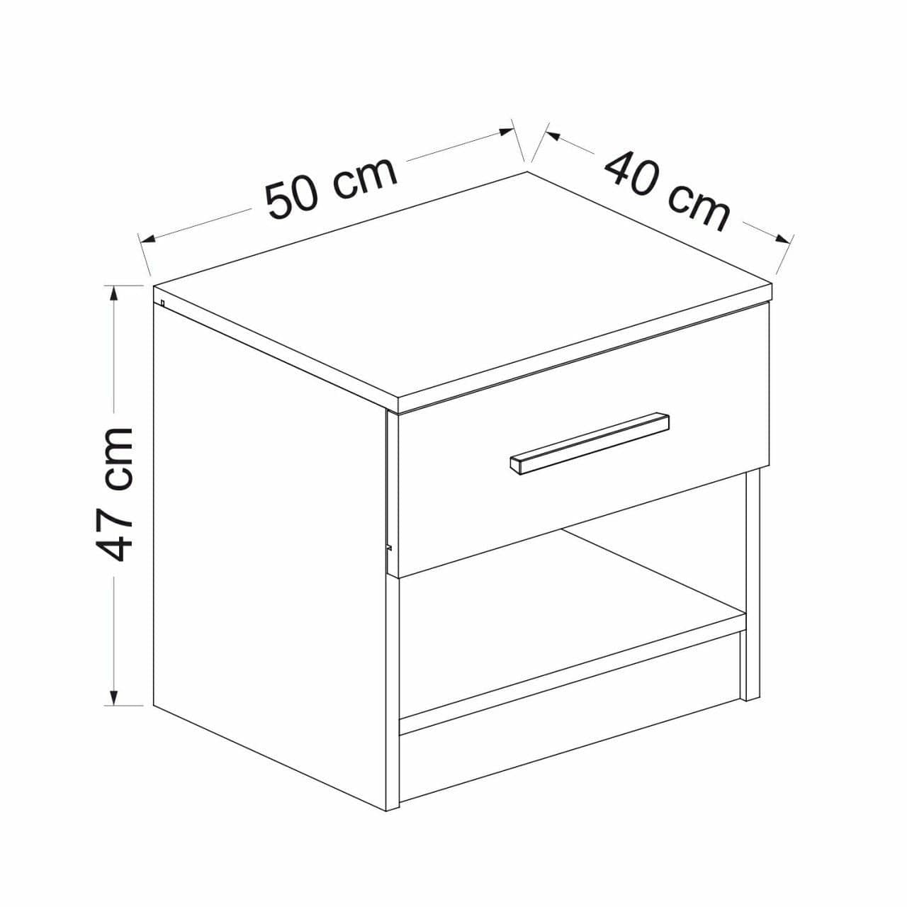 Asir Noptiera din pal, cu 1 sertar, Kale 3727 Alb, l50xA47xH40 cm