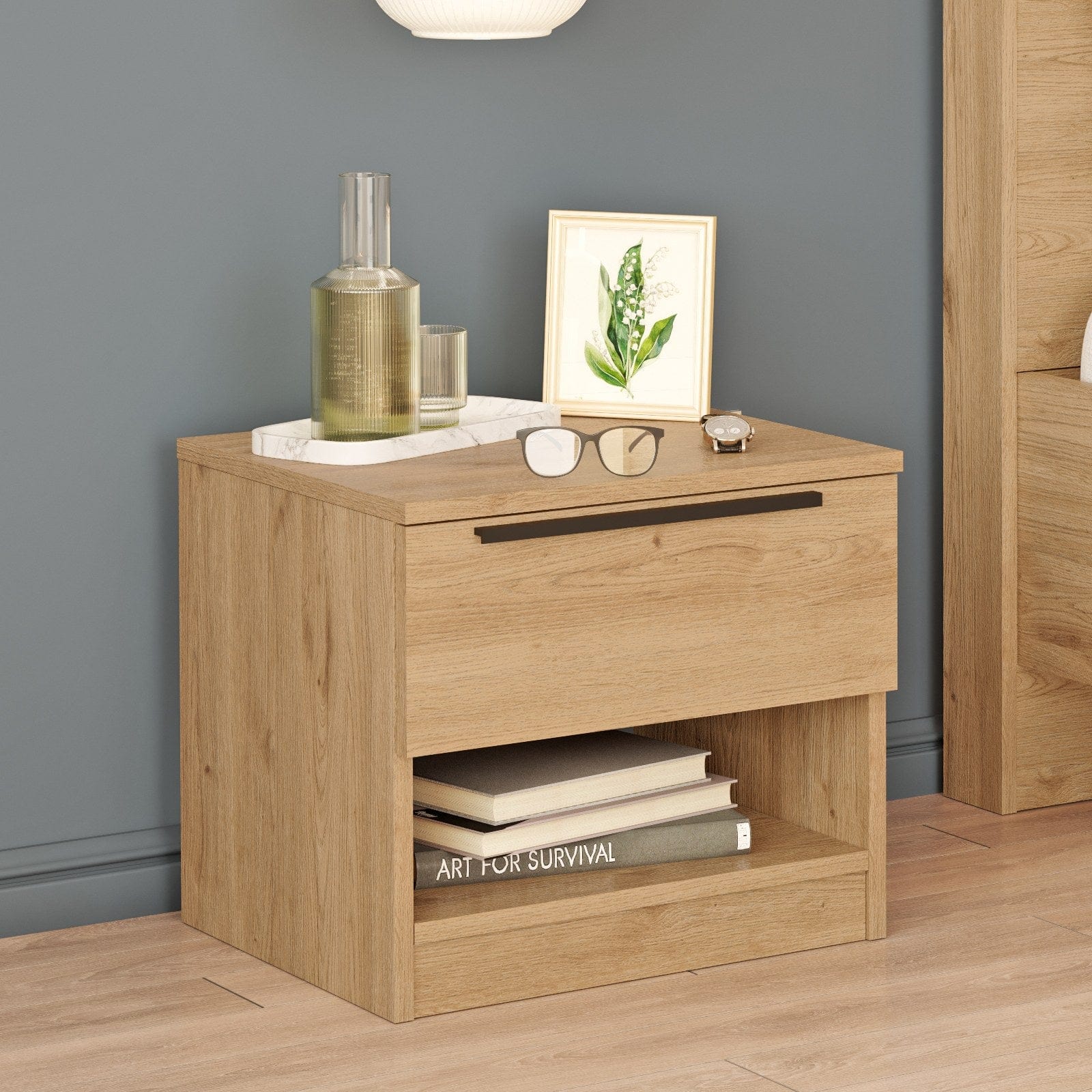 Asir Noptiera din pal, cu 1 sertar, Lili 3-S Nuc, l49,7xA41,9xH44,5 cm