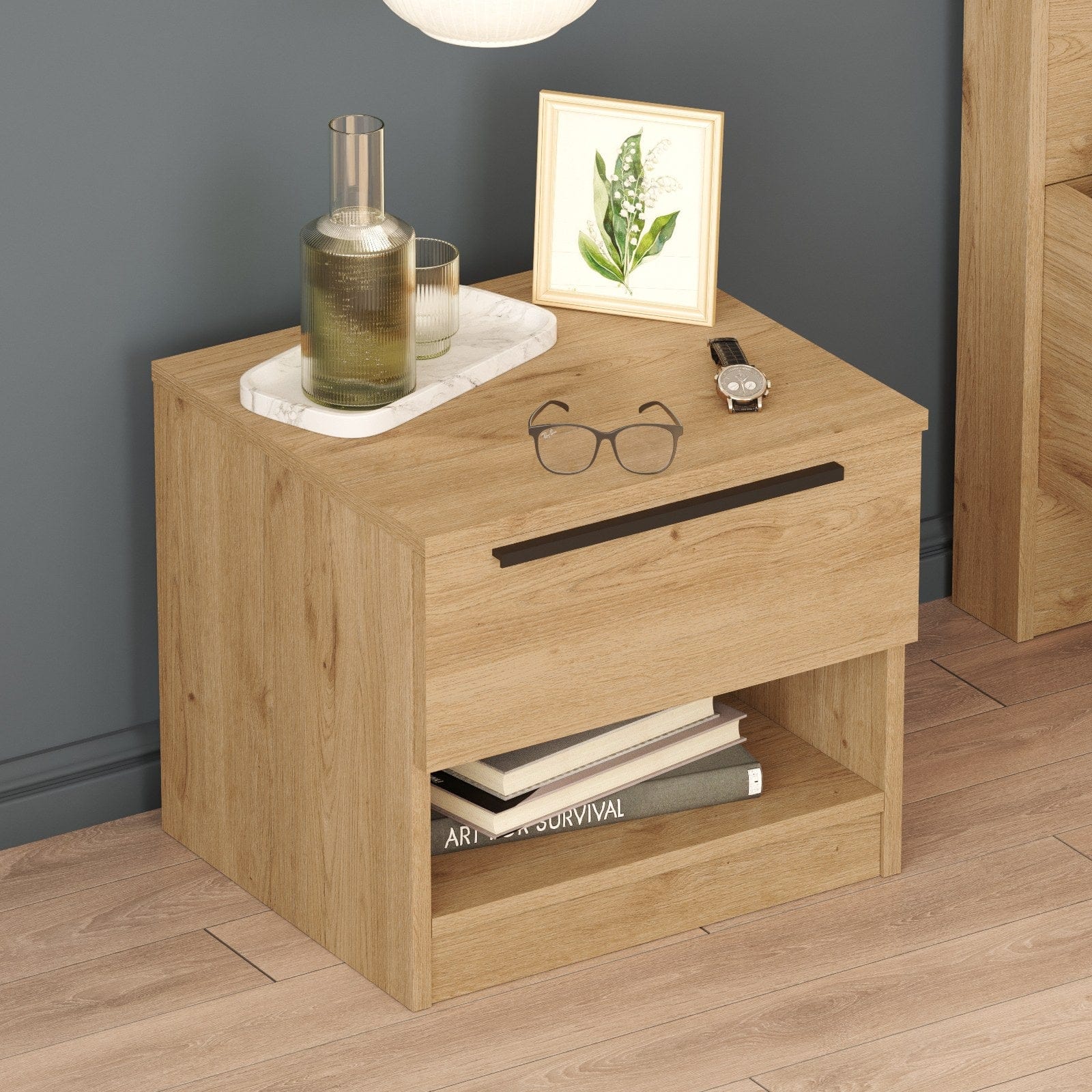 Asir Noptiera din pal, cu 1 sertar, Lili 3-S Nuc, l49,7xA41,9xH44,5 cm