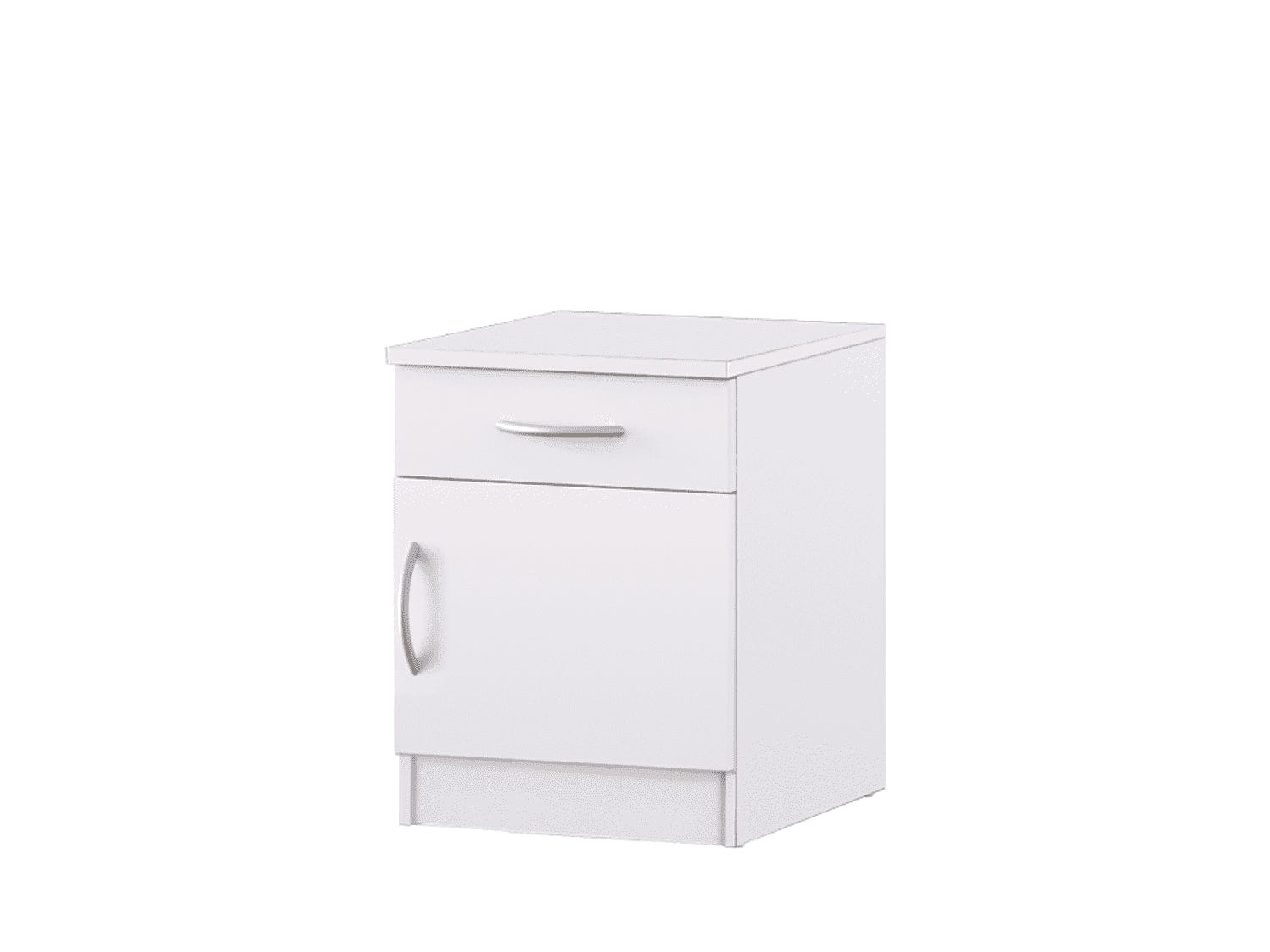 VITOROG Noptiera din pal, cu 1 sertar si 1 usa, Basic Alb, l40xA43xH52 cm