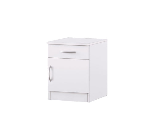 VITOROG Noptiera din pal, cu 1 sertar si 1 usa, Basic Alb, l40xA43xH52 cm