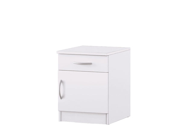 VITOROG Noptiera din pal, cu 1 sertar si 1 usa, Basic Alb, l40xA43xH52 cm