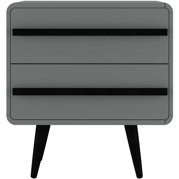 Dorel Home Noptiera din pal cu 2 sertare, Chantal Gri / Negru, l51xA39xH54 cm