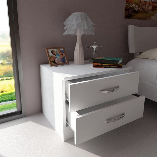 Asir Noptiera din pal, cu 2 sertare, Diva V2 Alb, l55xA44xH41,9 cm
