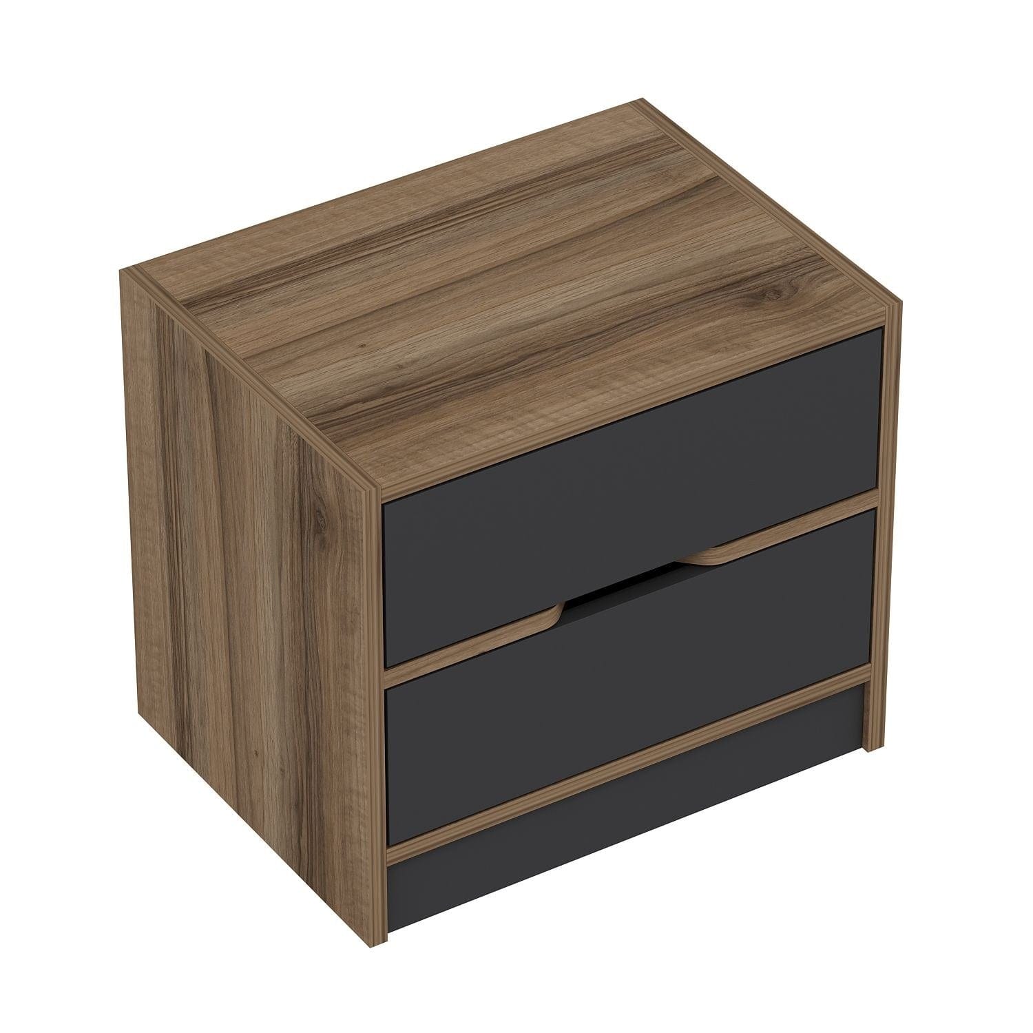 Asir Noptiera din pal, cu 2 sertare, Elina 8170 Nuc / Antracit, l54xA47xH40 cm