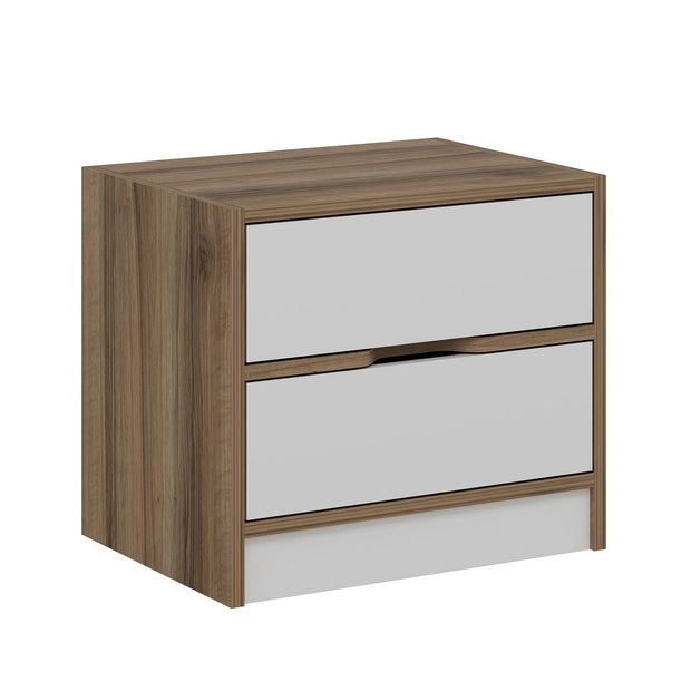 Asir Noptiera din pal, cu 2 sertare, Elina 8171 Nuc / Alb, l54xA47xH40 cm